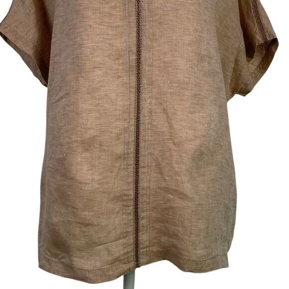 Poetry Crochet Trim Linen Size 10‎ V-neckline Tunic Top - Picture 4 of 11